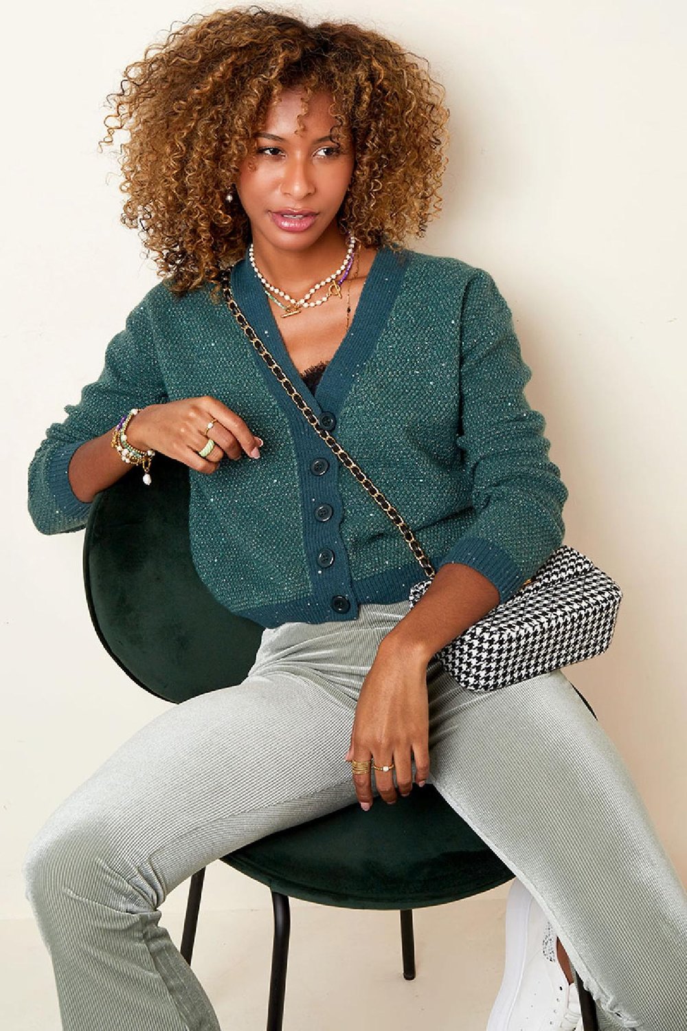 Strickjacke Glitzer Rot S/M h5Bild4